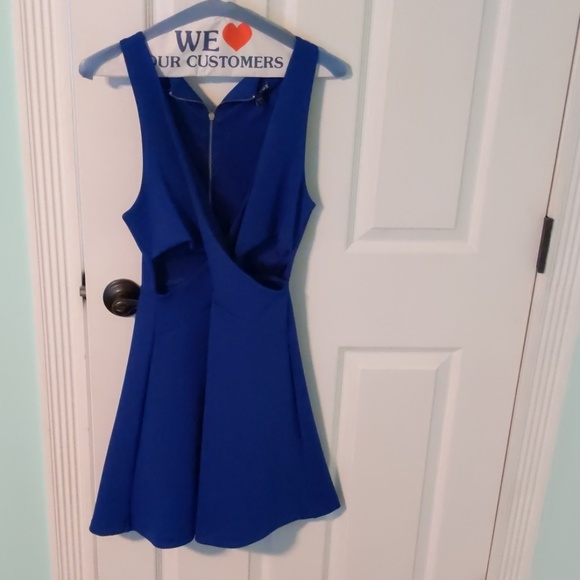 Cobalt Blue mini dress fit and flare style - Picture 3 of 5